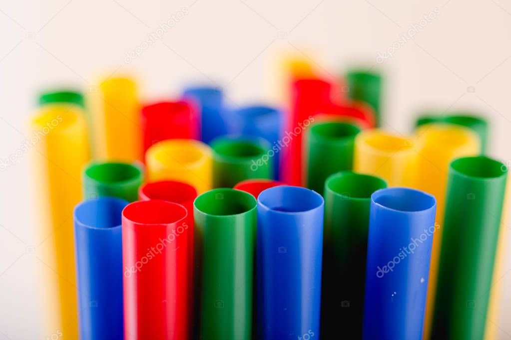 Variety of colorful straws, macro shot