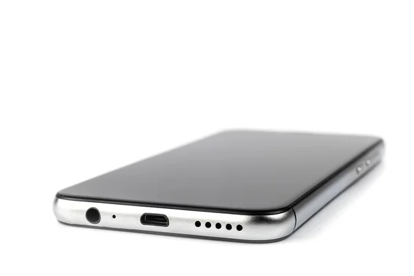 Smartphone con schermo nero su sfondo bianco. isolato — Foto Stock