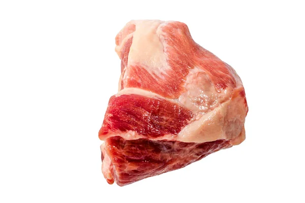 Шматок червоного сирого свинячого м'яса шиї. ізольовані — стокове фото
