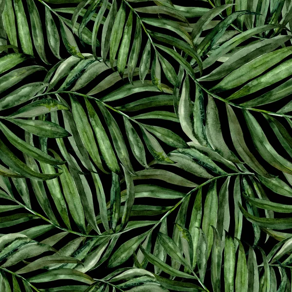 Tropical pattern, green palm, watercolor leaves — Stock Photo, Image