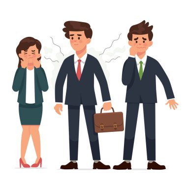 İşadamı kötü kokuyor ve meslektaşları vektör illüstrasyon 