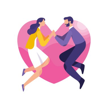 Çift ve kalp sembolü vektör illüstrasyon  