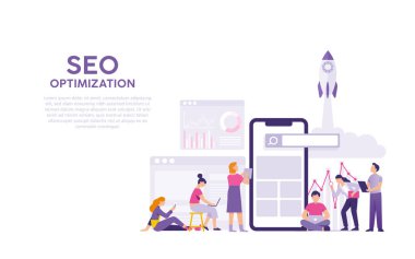 Seo işçilerin in vektör illüstrasyon