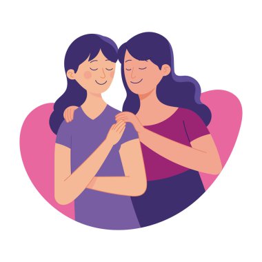 Sisters sarılma vektör illüstrasyon  