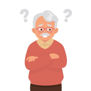soru işaretleri ile karikatür kıdemli adam karakter 