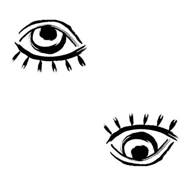 Stilize suluboya gözler. Sorunsuz illüstrasyon. Kuru fırça efekti.