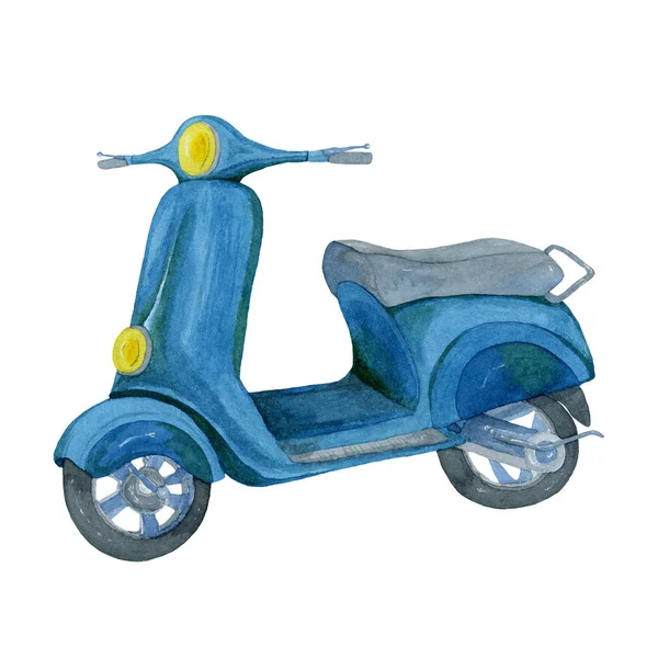 Aquarela scooter azul . — Fotografia de Stock