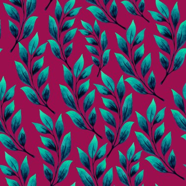 Bitkilerin bir şube Dikişsiz suluboya Illustration