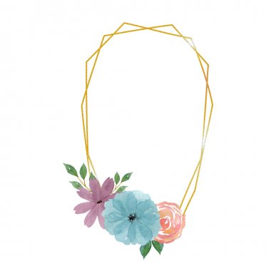 Bir kristal şeklinde altın çerçeve. Çerçeve, bir b ile dekore