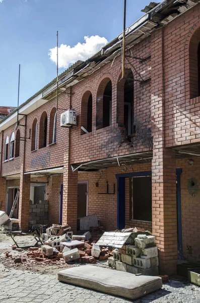 Oorlog Oekraïne Regeling Shyrokyne Donetsk Regio September 2018 Gebouwen Vernietigd — Stockfoto