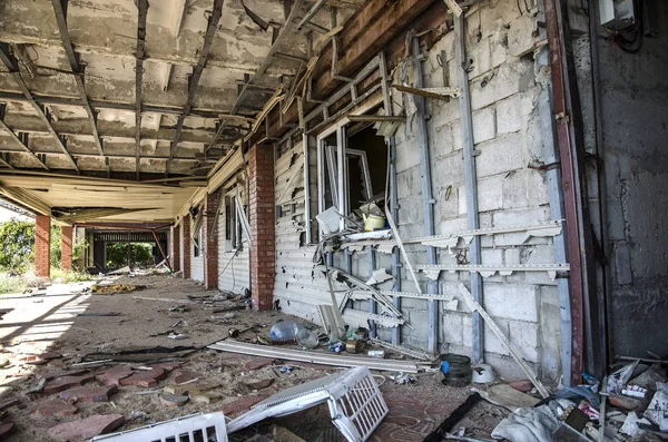 Oorlog Oekraïne Regeling Shyrokyne Donetsk Regio September 2018 Gebouwen Vernietigd — Stockfoto