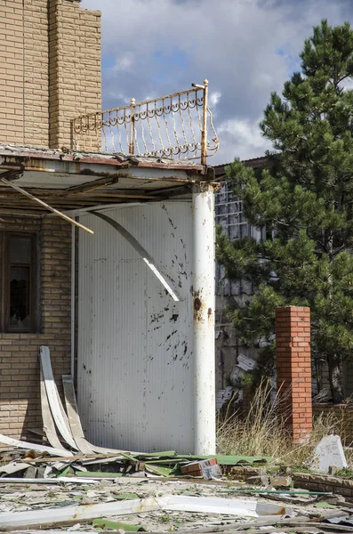 Oorlog Oekraïne Regeling Shyrokyne Donetsk Regio September 2018 Gebouwen Vernietigd — Stockfoto