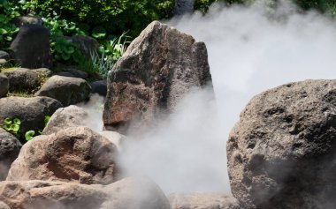 Jigoku Meguri, engl olarak adlandırılan ünlü jeotermal kaplıcalar, detay görünümü. cehennem turu, Beppu, Oita Prefecture, Japonya, Asya.