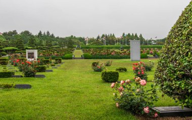 Birleşmiş Milletler Ana Alanı Panorama Inside Panorama (Uno) Busan Kore Savaşı Anıt Mezarlığı, Güney Kore, Asya.