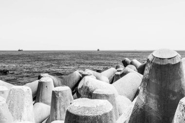 Mukho Limanı,Donghae City, Gangwon Province, Güney Kore, Asya'nın Breakwater ile Sahil Şeridinde Görüntüle.