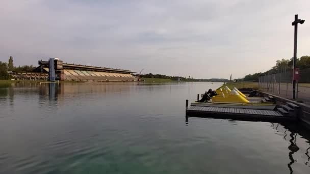 Regattastrecke Oberschleiheim München Ehemaliger Olympiapark Von 1972 Bayern Süddeutschland — Stockvideo