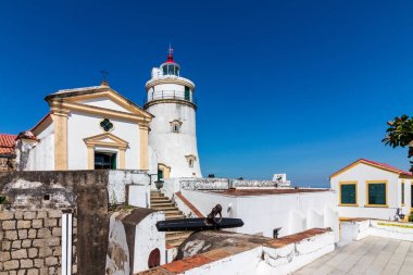 Guia Lighthouse Kalesi ve bizim Leydi Şapeli, Farol e Fortaleza da Guia Panoraması. S o Lazaro, Macau, Çin.