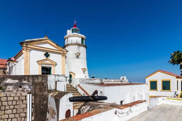 Guia Lighthouse Kalesi ve bizim Leydi Şapeli, Farol e Fortaleza da Guia Panoraması. S o Lazaro, Macau, Çin.