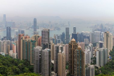 Victoria Körfezi, Ulaşım Gemileri, Harbour ve Kowloon ile birlikte Büyük Gökdelen Panorama Hong Kong Adası Tepesi 'nden alındı. Hong Kong, Çin