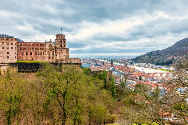 Heidelberg Kalesi Panoraması Ger Schloss Heidelberg Heidelberg Şehir Merkezinden Skyline — Stok fotoğraf