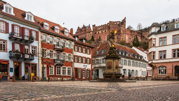 Cornmarket Ger Kornmarkt Monument Kornmarktmadonna Downtown City Heidelberg Baden Wuerttemberg — Photo