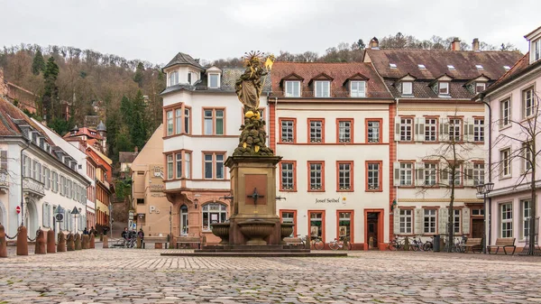 Central Market Ger Kornmarkt Monument Kornmarktmadonna Downtown City Heidelberg Baden — Photo