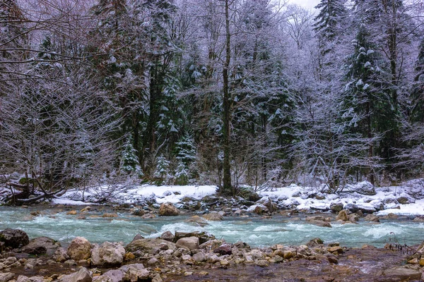 Dağ nehir kış, Abhazya, Gürcistan