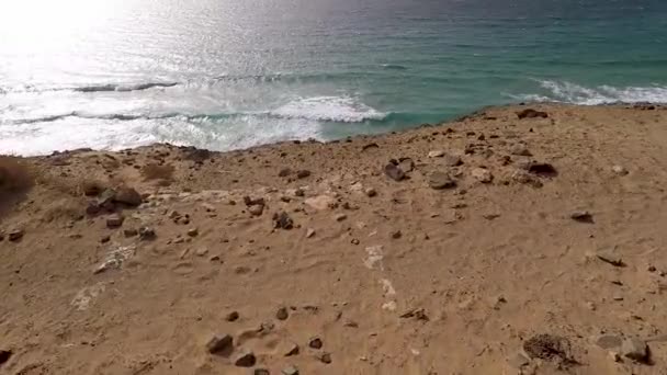 Fuerteventura Kanarische Inseln Strand Aus Schwarzem Vulkangestein Cotillo Sommer — Stockvideo