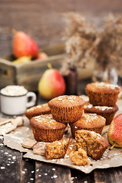 Świeże Domowe Pyszne Owsa Pełnoziarniste Muffin — Zdjęcie stockowe