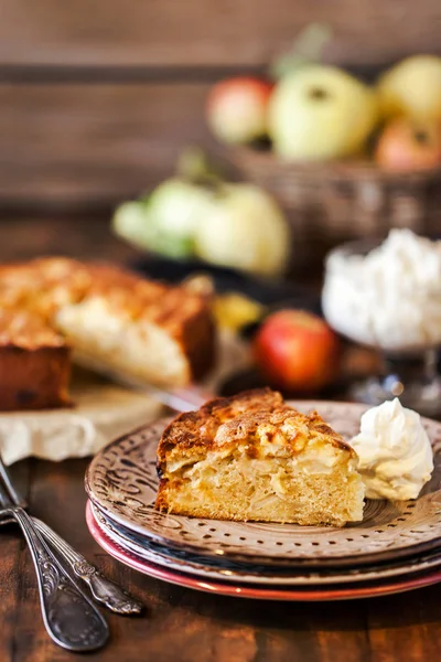 Bolo Maçã Delicioso Caseiro Fresco — Fotografia de Stock