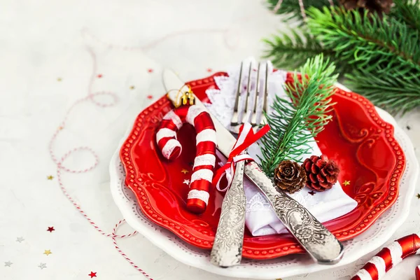 Christmas Dukning Plats Holiday Bakgrund Kopia Utrymme — Stockfoto