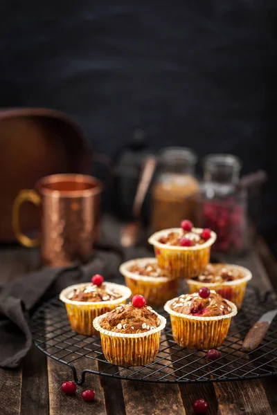 Yapımı Sağlıklı Yulaf Ezmesi Muz Yabanmersini Muffins — Stok fotoğraf