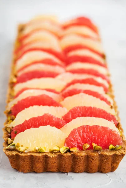 Pysznych Owoców Cytrusowych Mascarpone Pistacja Tarta — Zdjęcie stockowe