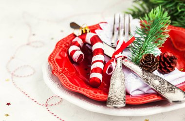 Noel sofrası kurulumu, tatil arka planı