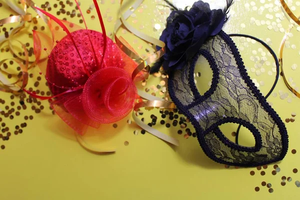 Krásné Karnevalové Dekorace Černou Maskou — Stock fotografie