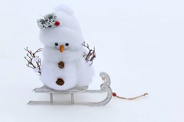 Snowman Sled — Stock Photo, Image