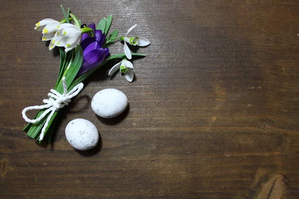 Plantas Florecientes Una Mesa Marrón — Foto de Stock