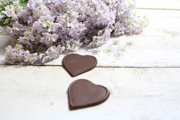 cuckoo flowers with chocolate hearts