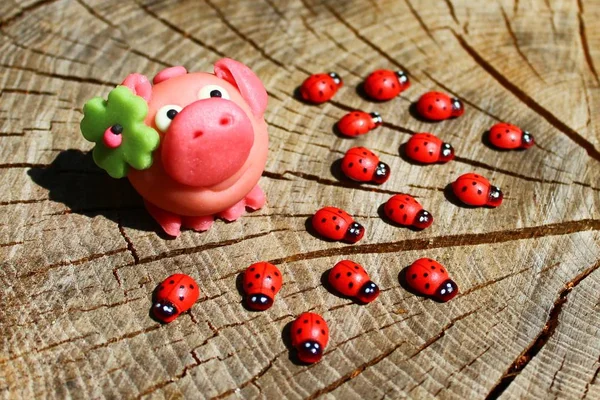good luck wishes with a sweet marzipan pig
