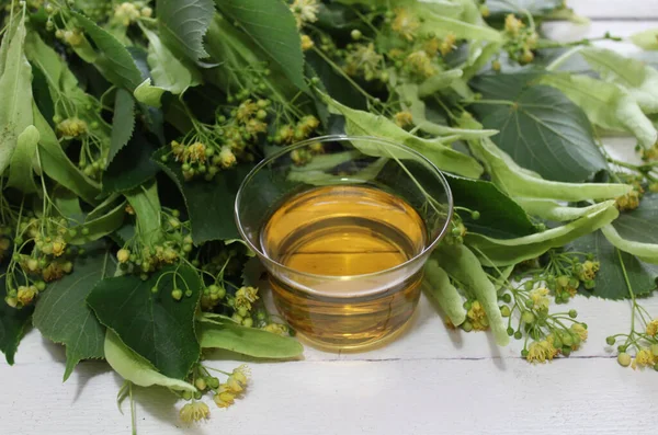 Lime Blossom Tea White Boards — Stock Photo, Image