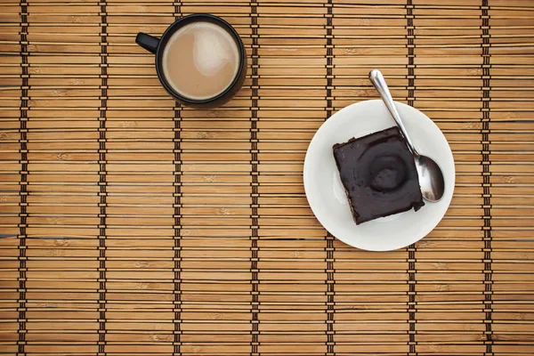 Xícara Café Bolo Chocolate Mesa — Fotografia de Stock