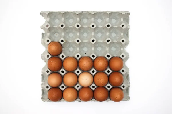 新鲜鸡蛋在纸板箱 — 图库照片