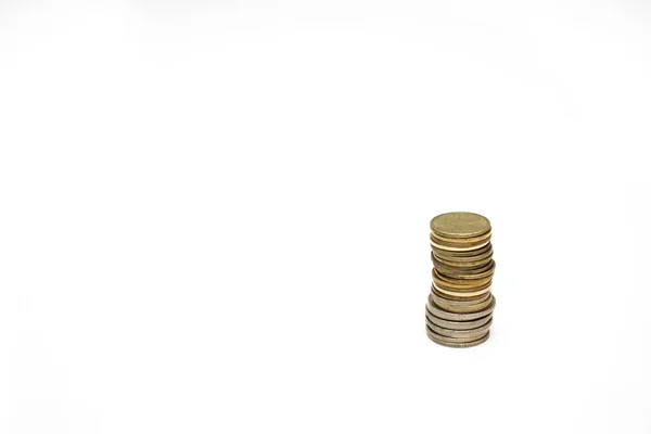 Monedas Sobre Fondo Blanco —  Fotos de Stock