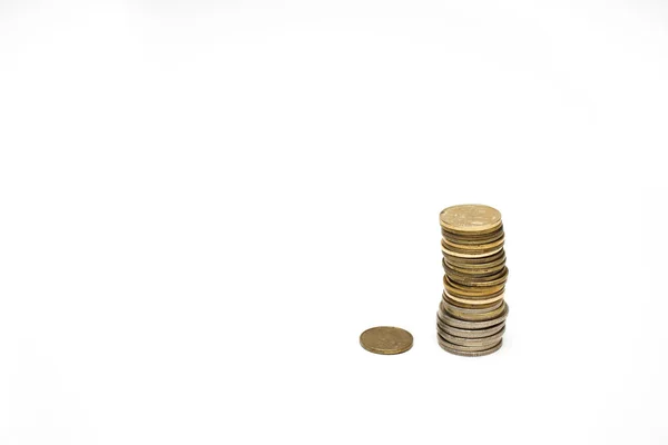 Monedas Sobre Fondo Blanco — Foto de Stock