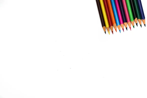 Crayons Colorés Pour Artiste Sur Fond Blanc — Photo