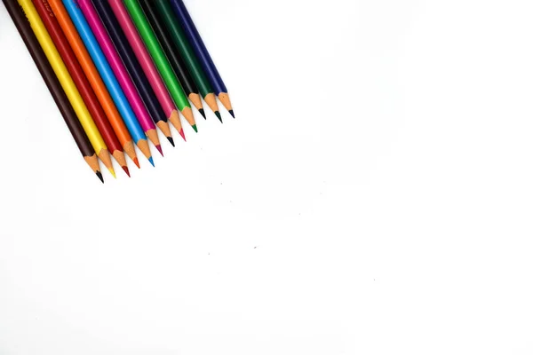 Crayons Colorés Pour Artiste Sur Fond Blanc — Photo