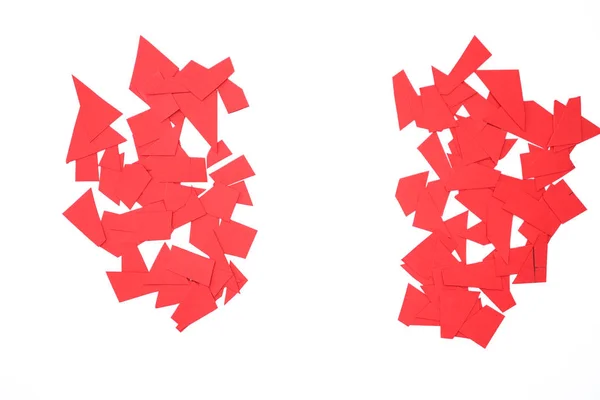 Кусочки Красной Бумаги Белом Фоне — стоковое фото