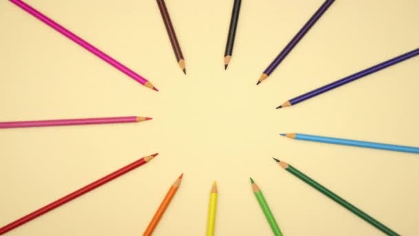 Crayons Colorés Déplaçant Cercle Boucle Vidéo Animation Stop Motion — Video