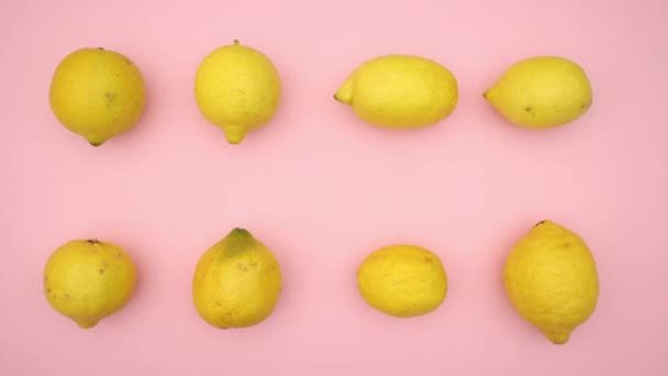 Лимони Рухаються Рожевому Фоні Зупинити Анімацію Руху Відео — стокове відео