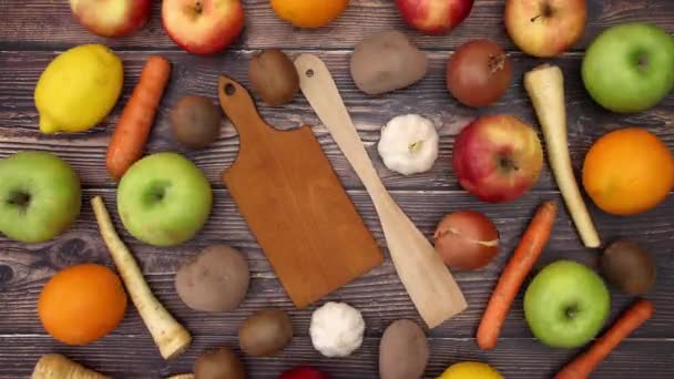 Fruits Légumes Mouvement Stop Motion — Video